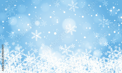 Blue Christmas Background with Snowflakes and Soft Light Patches, Winter Holiday Festive Backdrop