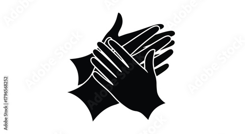 Silhouette of two hands clapping together in appreciation