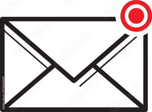 Fresh inbox notification icon with red alert dot for new mail, perfect for user interface and app design, scalable vector graphic style