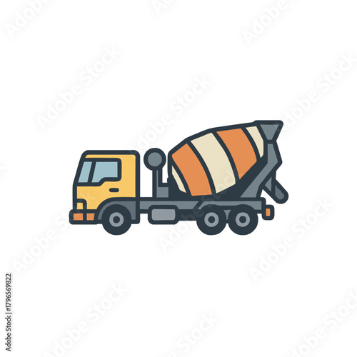 Concrete Mixer Truck On Site Delivers Fresh Concrete For Building And Construction Projects