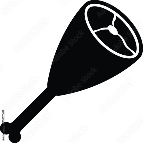 Meat with Bone Silhouette. Black and White Icon Design Elements on Isolated White Background