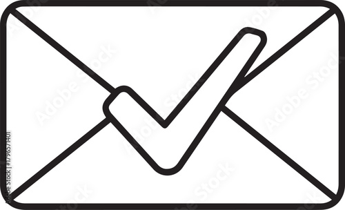Envelope with checkmark showcases email confirmation, message delivery success, and verified communication, a modern symbol of approval for your projects