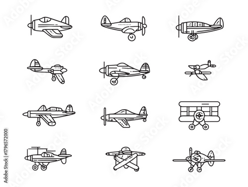 Propeller Plane Line Art Adventure Awaits