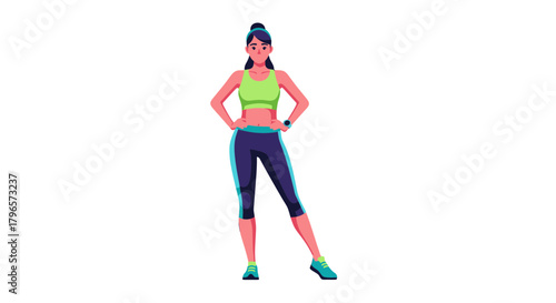 Fit Female Athlete Posing Confidently Ready To Commence Her Workout Session