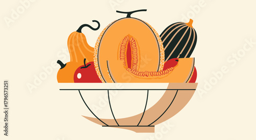 Fresh Fruit Assortment Displayed Beautifully in a Minimalist Style Bowl