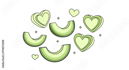 Fresh Melon And Heart Shapes: A Whimsical, Delightful, and Playful Composition