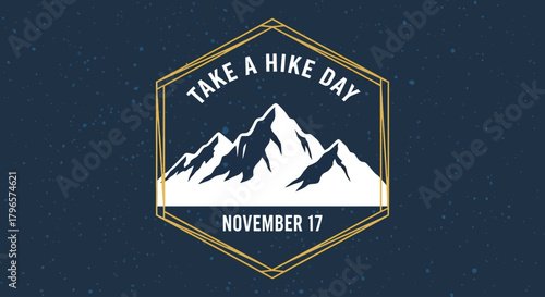 Take a Hike Day logo with mountains and the date November 17.
