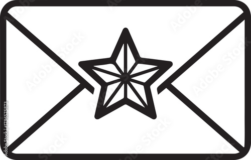 Send a star studded invitation with this envelope graphic; ideal for promotions, events, or exclusive offers; a minimalist design with maximum impact