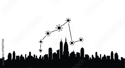 City skyline silhouette with a constellation of stars above, representing connection and wonder.