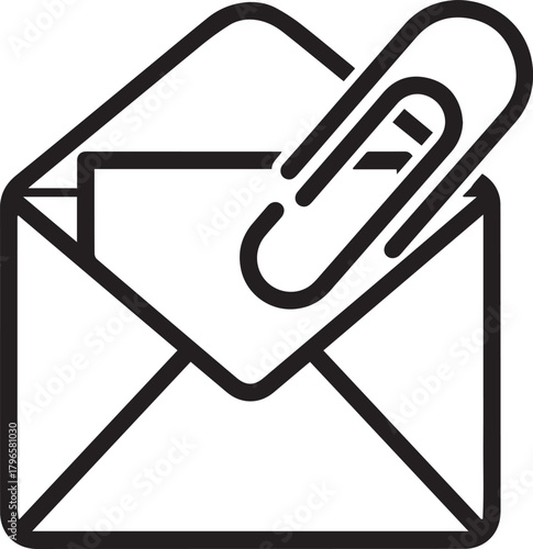 Streamline Communications with a Modern Email Attachment Icon: Perfect for Websites, Apps, and Professional Presentations, Originally Vector Graphics