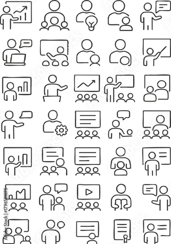 Business Training and Workshop Line Icons Collection (EPS10)