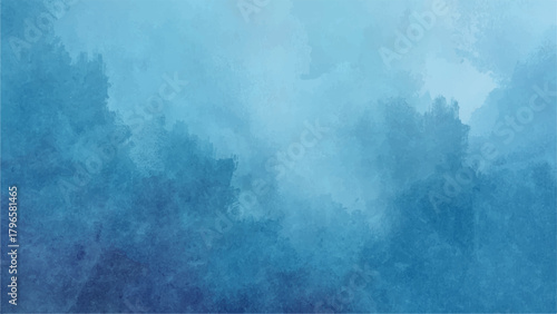 Abstract Deep Sapphire & Light Blue Watercolor Texture Background with Cloud Washes, Subtle Glow. Moody Submerged, Calm Sky, or Elegant Corporate Backdrop.