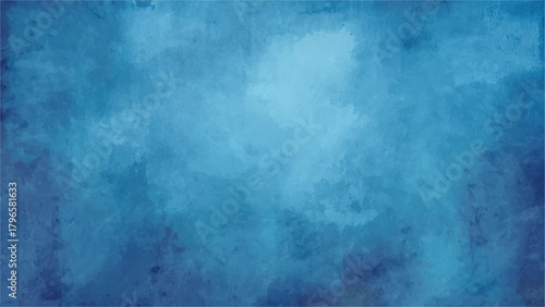 Abstract Deep Sapphire & Light Blue Watercolor Texture Background with Cloud Washes, Subtle Glow. Moody Submerged, Calm Sky, or Elegant Corporate Backdrop.