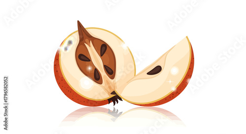 Freshly Sliced Fruit Composition with Reflective Surface and Isolated Background