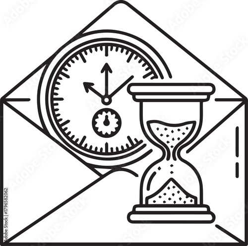 Deadline approaching, sending urgent reminder email for immediate action, time running out, limited time offer, clock ticking, hourglass countdown