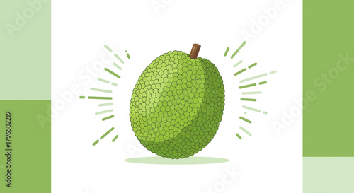 Fresh Tropical Fruit Illustration: A Vibrant Visual Depiction Of Exotic Jackfruit