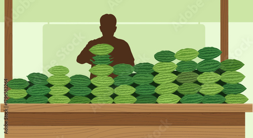 Fresh Watermelon Display at the Market Stall Showcasing Summer Delights and Harvest