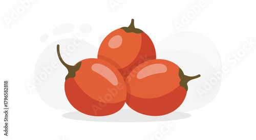 Freshly Gathered Group Of Three Red Textured Tomatoes On White Background Design