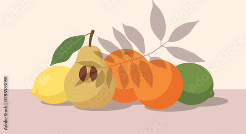 Freshly Picked Fruits Illustration Captures Vibrant Colors And Natural Harvest Beauty