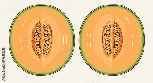 Freshly Sliced Cantaloupe: A Vibrant And Appetizing Depiction Of Summer Produce Artwork