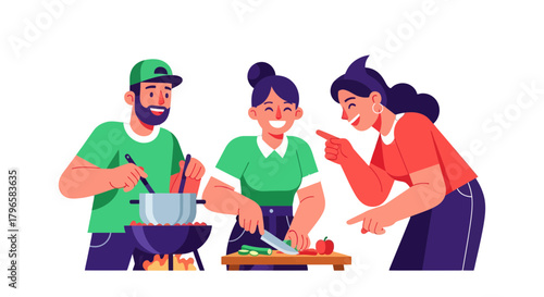 Friends Gathering Together To Cook And Have Some Delicious Food And Fun Evening