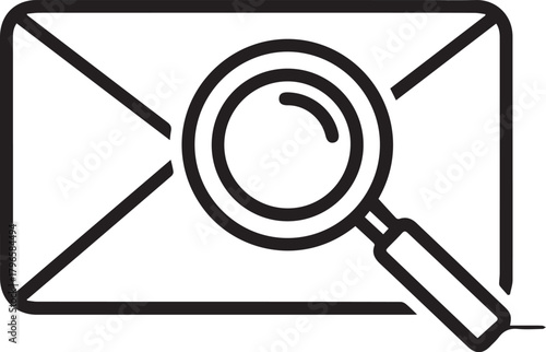 Investigate email marketing campaigns with this magnifying glass over envelope, showcasing insight, analysis, and customer communication strategies