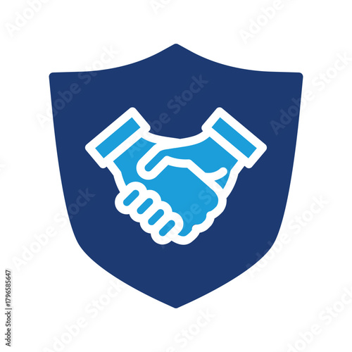 Handshake and shield colored icon vector design good for web or mobile app