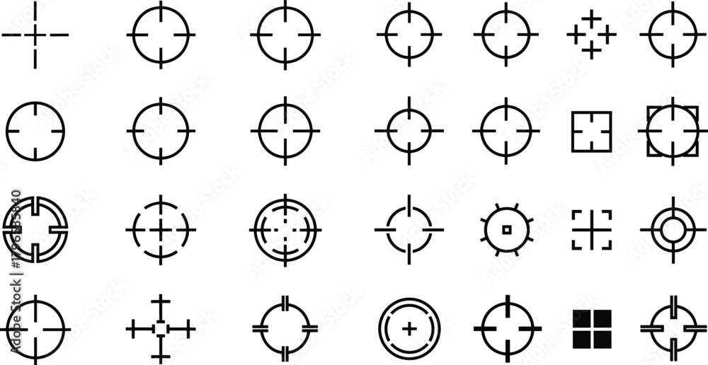 Ταπετσαρία Crosshair reticle set, target aim icons, gaming HUD elements, UI design markers,