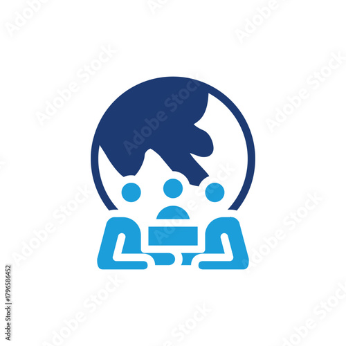 global audience with people and globe colored icon vector design good for web or mobile app