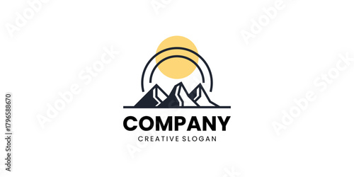 Mountain Sunset Symbol Graphic Element Outdoor Logo Template Vector Design