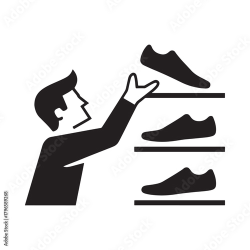 Man reaching for a shoe on a shelf