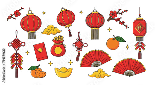 Festive Chinese New Year Decorations and Symbols