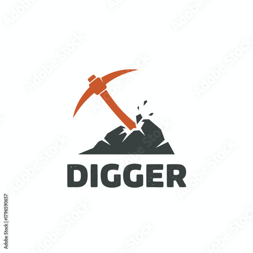 A logo shows a pickaxe breaking through a rock, with the word "DIGGER" below in a distressed font