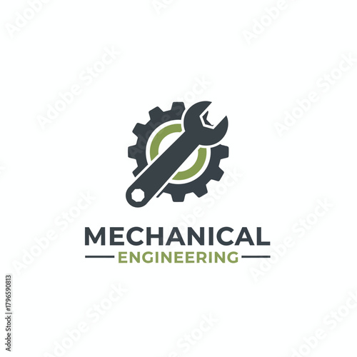 A graphic design of a gear with a wrench overlapping it, featuring the words MECHANICAL ENGINEERING