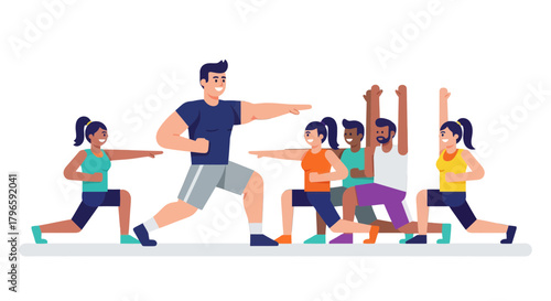 Group Exercise Class In Action Showing Body Strengthening And Healthy Lifestyle