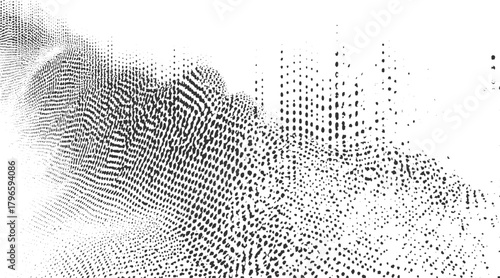 Black dots forming abstract wave pattern on white background vector