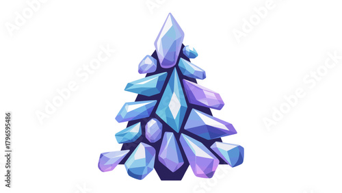 Crystal Tree Illustration: A dazzling, abstract rendering of a tree composed entirely of crystalline structures, evoking a sense of wonder and icy beauty. 