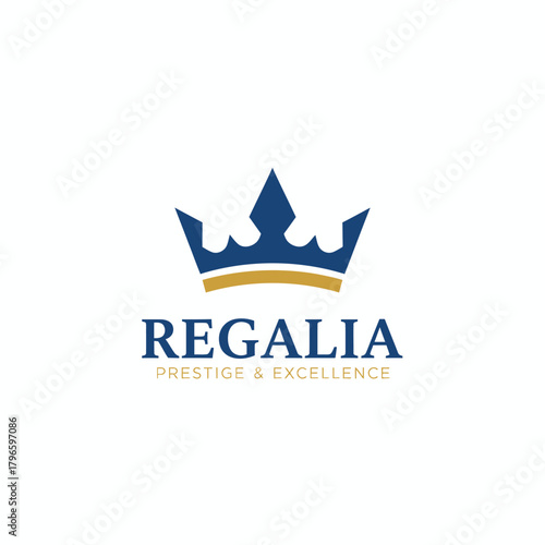 A regal crest graphic with a crown design and accompanying text, evoking prestige