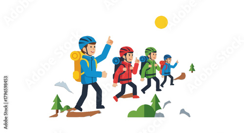 Group Of Hikers Embarking On A Nighttime Journey Towards Adventure's Embrace