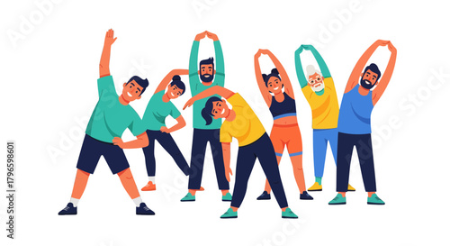 Group Of People Doing Fitness Activities Together For Wellness And Healthcare