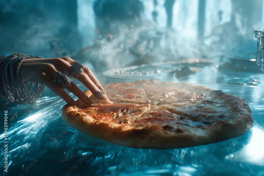 Naklejka premium Graffiti wall pizza shot