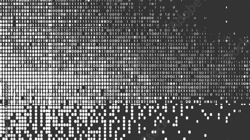 White binary code numbers zero and one on dark gray background vector