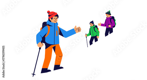 Group Of Hikers Traversing Mountain Peaks Hiking, Enjoying Trekking, And Exploring Outdoors