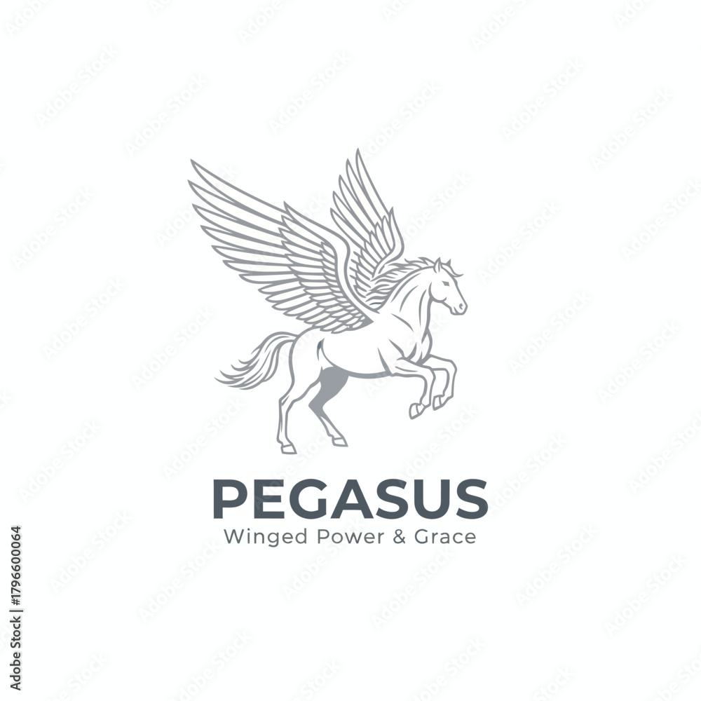 Fototapeta premium A regal, winged equine in flight with an elegant design of a legendary beast