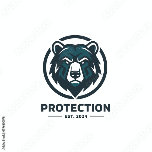 A stylized bear head within a circle, dark colors, with the word "PROTECTION" below and date