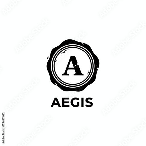 Black and white circular seal design with a capital letter "A" and the word "AEGIS" underneath