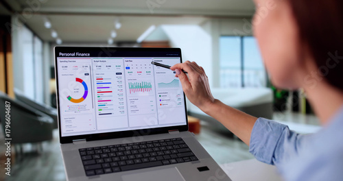 Financial Planner Woman Using Expense Tracker App