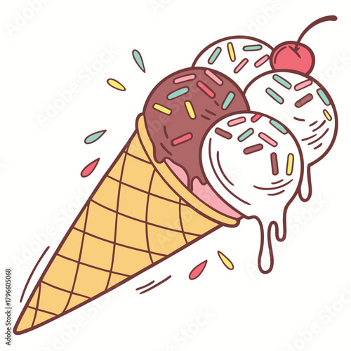 A mouthwatering cinematic image of a scrumptious ice cream cone