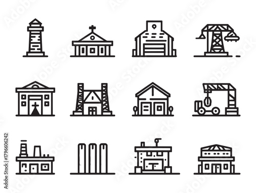 Railway Workshop Line Art Engineered Design
