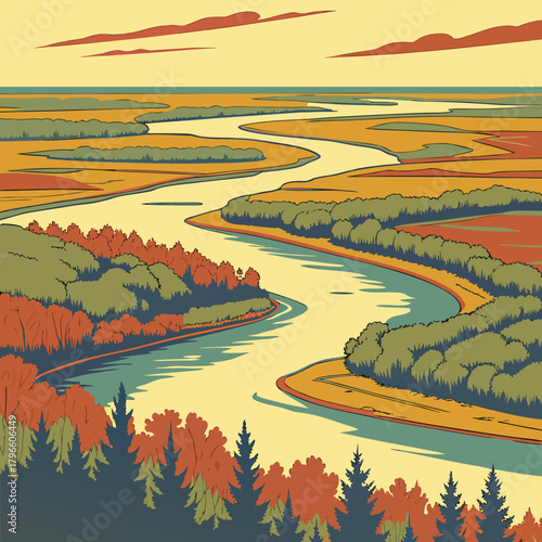 Saskatchewan River Delta Manitoba Canada Satellite view